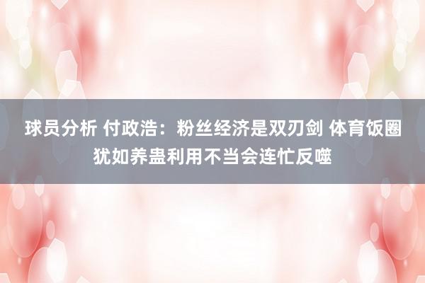 球员分析 付政浩：粉丝经济是双刃剑 体育饭圈犹如养蛊利用不当会连忙反噬