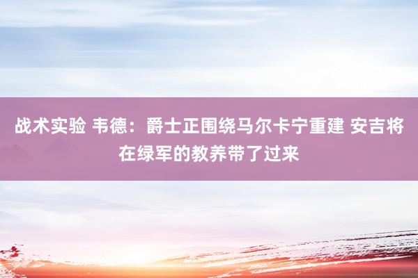 战术实验 韦德：爵士正围绕马尔卡宁重建 安吉将在绿军的教养带了过来