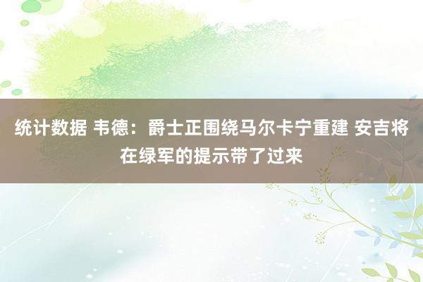 统计数据 韦德：爵士正围绕马尔卡宁重建 安吉将在绿军的提示带了过来