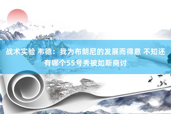 战术实验 韦德：我为布朗尼的发展而得意 不知还有哪个55号秀被如斯商讨