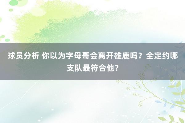 球员分析 你以为字母哥会离开雄鹿吗？全定约哪支队最符合他？