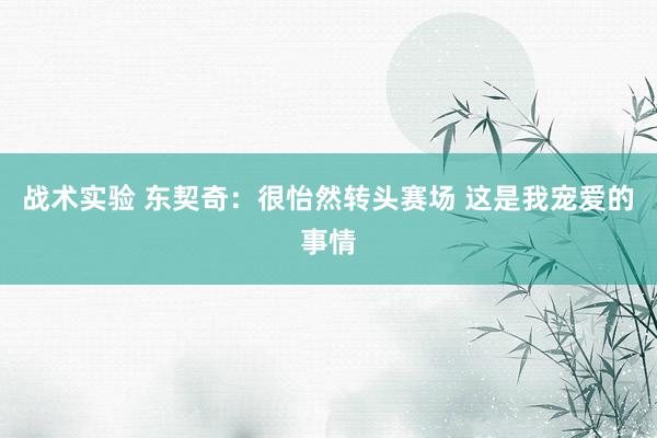 战术实验 东契奇：很怡然转头赛场 这是我宠爱的事情