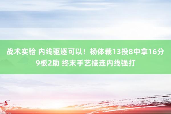 战术实验 内线驱逐可以！杨体裁13投8中拿16分9板2助 终末手艺接连内线强打