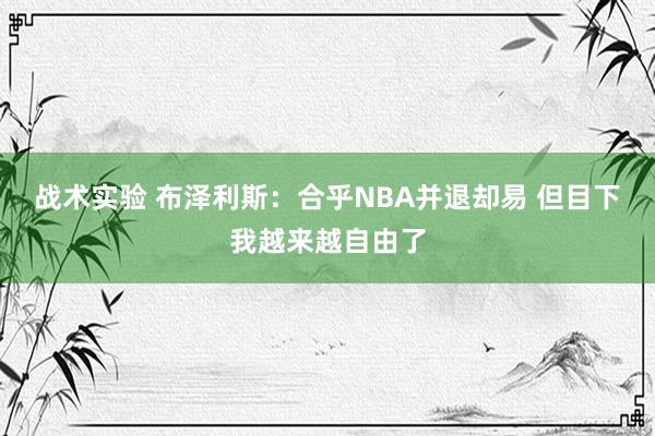 战术实验 布泽利斯：合乎NBA并退却易 但目下我越来越自由了