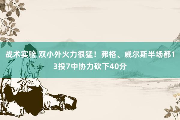 战术实验 双小外火力很猛！弗格、威尔斯半场都13投7中协力砍下40分