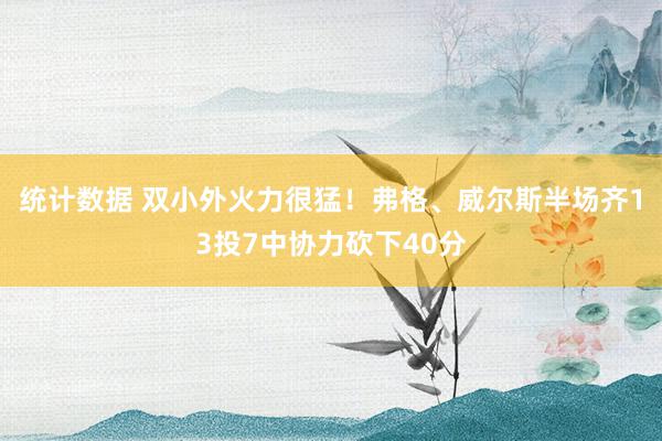 统计数据 双小外火力很猛！弗格、威尔斯半场齐13投7中协力砍下40分