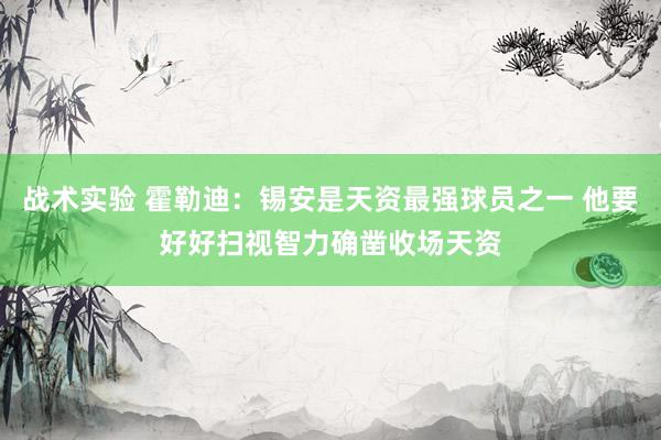 战术实验 霍勒迪：锡安是天资最强球员之一 他要好好扫视智力确凿收场天资