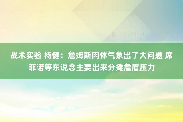 战术实验 杨健：詹姆斯肉体气象出了大问题 席菲诺等东说念主要出来分摊詹眉压力