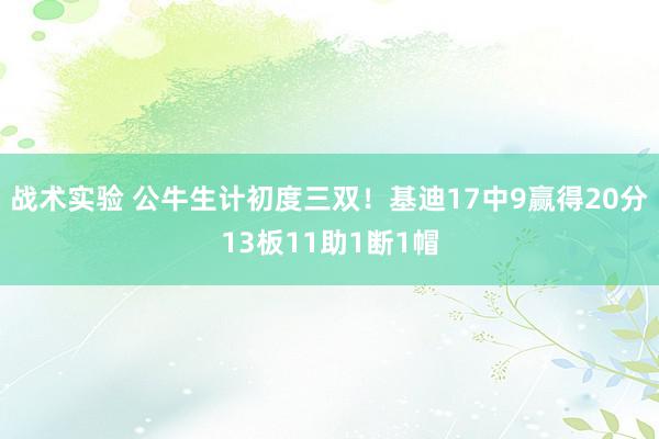 战术实验 公牛生计初度三双！基迪17中9赢得20分13板11助1断1帽