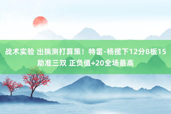 战术实验 出揣测打算策！特雷-杨揽下12分8板15助准三双 正负值+20全场最高