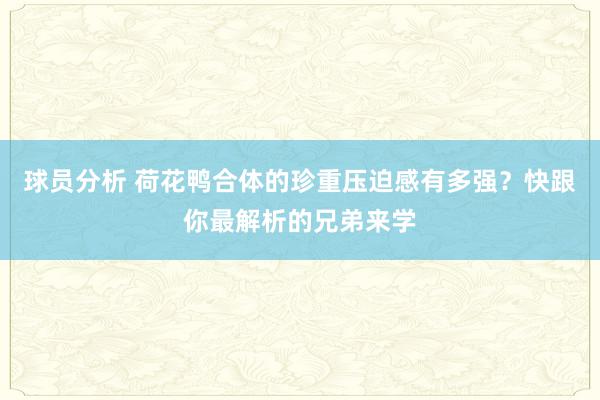 球员分析 荷花鸭合体的珍重压迫感有多强？快跟你最解析的兄弟来学