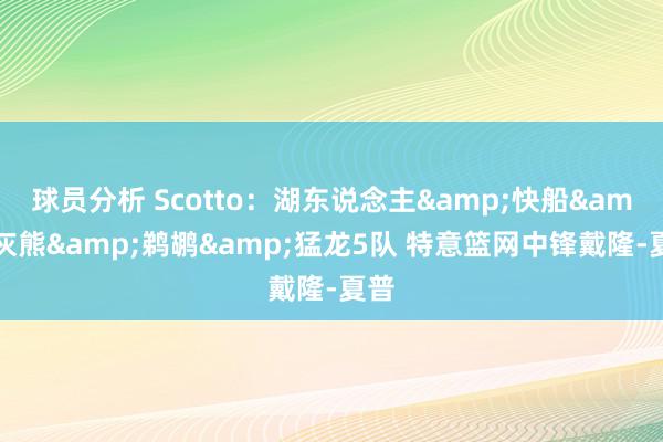 球员分析 Scotto：湖东说念主&快船&灰熊&鹈鹕&猛龙5队 特意篮网中锋戴隆-夏普