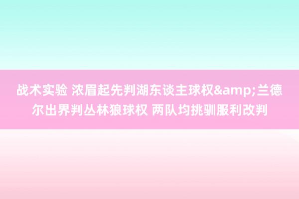 战术实验 浓眉起先判湖东谈主球权&兰德尔出界判丛林狼球权 两队均挑驯服利改判