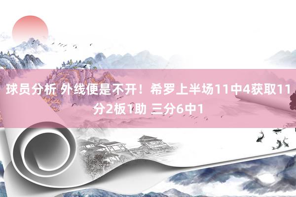 球员分析 外线便是不开！希罗上半场11中4获取11分2板1助 三分6中1