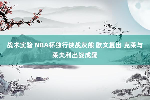 战术实验 NBA杯独行侠战灰熊 欧文复出 克莱与莱夫利出战成疑